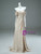 Champagne Satin Long Sleeve Pleats Prom Dress