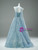Blue Tulle Pleats Beading Prom Dress