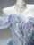 Blue Tulle Sequins Off the Shoulder Beading Prom Dress