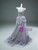 Purple Tulle Sequins Strapless Flower Prom Dress