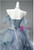 Blue Tulle Spaghetti Straps Flower Quinceanera Dress