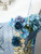 Blue Tulle Spaghetti Straps Flower Quinceanera Dress