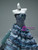 Blue Tulle Strapless Tiers Quinceanera Dress