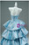 Blue Strapless Tiers Beading Prom Dress