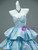 Blue Strapless Tiers Beading Prom Dress