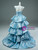Blue Strapless Tiers Beading Prom Dress