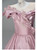 Pink Satin Scoop Neck Beading Prom Dress