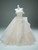 Beige White Tulle Strapless Quinceanera Dress