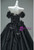 Black Tulle Off the Shoulder Flower Prom Dress