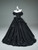 Black Tulle Off the Shoulder Flower Prom Dress