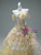 Champagne Tulle Tiers Flower Prom Dress