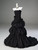 Black Pleats Strapless Beading Vintage Dress