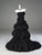 Black Pleats Strapless Beading Vintage Dress