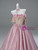 Pink Strapless 3D Flower Beading Prom Dress