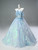 Blue Strapless 3D Flower Quinceanera Dress