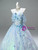 Blue Strapless 3D Flower Quinceanera Dress