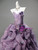 Purple Ball Gown Strapless Flower Lace Prom Dress