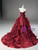 Vintage Burgundy Strapless Flower Quinceanera Dress