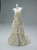 Champagne Pleats Flower Prom Dress