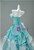 Blue Strapless Pleats Appliques Prom Dress