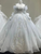 Light Blue Long Sleeve Beading Crystal Wedding Dress