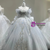 Light Blue Long Sleeve Beading Crystal Wedding Dress
