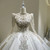 White Satin Long Sleeve High Neck Beading Wedding Dress