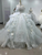 Light Blue Ball Gown Tulle Beading Flower Wedding Dress