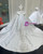 White Satin Short Sleeve Beading Wedding Dress