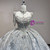 Gray Sequins Short Sleeve Beading Wedding Dress
