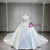 Beige White Satin Strapless Beading Wedding Dress