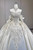 Beige White Satin Strapless Beading Wedding Dress
