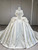 Beige White Satin Strapless Lace Wedding Dress