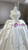 Beige White Satin Strapless Lace Wedding Dress