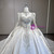 White Satin Long Sleeve Beading Wedding Dress