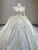Beige White Satin Long Sleeve Beading Wedding Dress