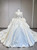 Beige White Satin Long Sleeve Beading Wedding Dress