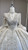 Beige White Satin Long Sleeve Beading Wedding Dress
