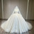 Beige White Tulle Strapless Pleats Pearls Wedding Dress