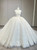 Beige White Tulle Strapless Pleats Pearls Wedding Dress