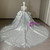 Blue Gray Sequins Long Sleeve Beading Wedding Dress