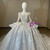 Blue Gray Sequins Long Sleeve Beading Wedding Dress