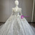 White Sequins V-neck Long Sleeve Wedding Dress