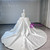 Ivory White Satin Long Sleeve Beading Wedding Dress