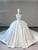 Beige White Satin Strapless Beading Wedding Dress