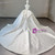 Beige White Satin Strapless Beading Wedding Dress
