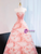 Pink Lace Sequins Strapless Prom Dress