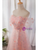 Pink Tulle Sequins Flower Prom Dress