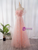 Pink Tulle Sequins Flower Prom Dress