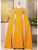 Yellow Scoop Neck Beading Long Sleeve Prom Dress